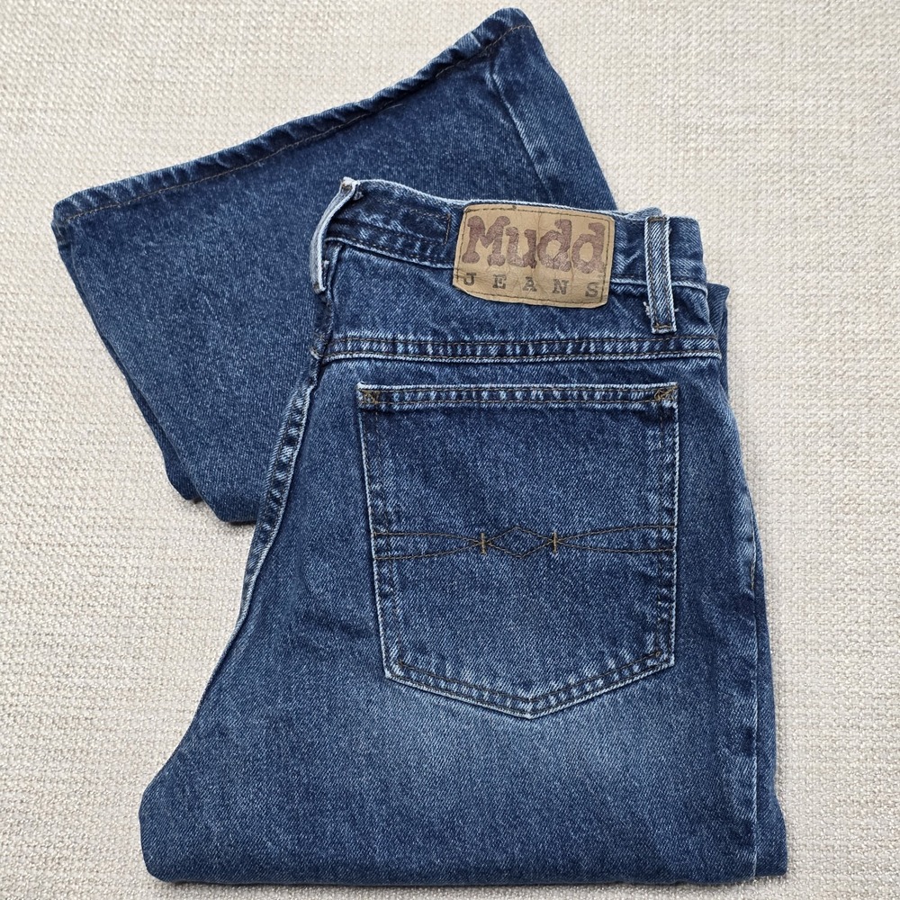 Vintage‎ Mudd Jeans Flared Bell Bottoms 90s Y2K Womens 13 Wide Leg Blue Denim